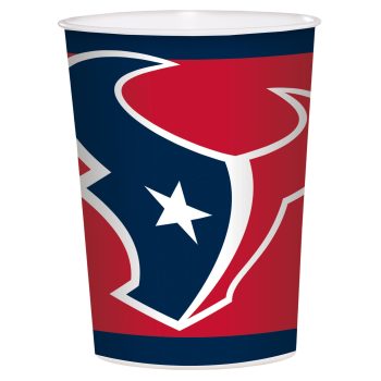 A cup featuring the Houston Texans NFL logo and team colors.