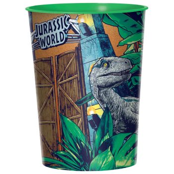 Jurassic World cup with dinosaur design.