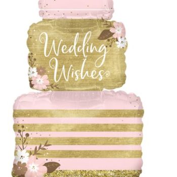 Elegant pink and gold wedding wishes card design.