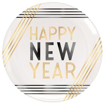 Happy New Year Plastic Coupe Plates, 7 1/2" 4ct