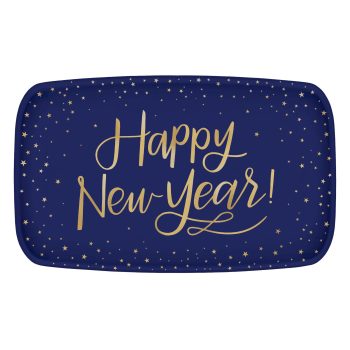Midnight New Year's Eve Rectangular Coupe Plastic Platter