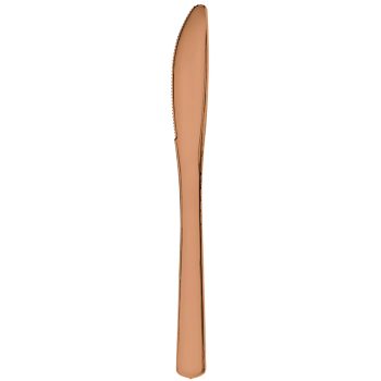 Rose gold serrated table knife.