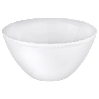 White ceramic bowl with subtle embossed design.