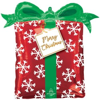 Christmas gift balloon with snowflakes design.