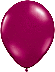 A shiny, maroon-colored balloon floating against a white background.