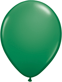 A single green balloon with a shiny surface against a white background.