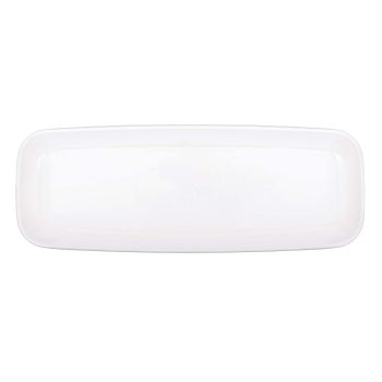 White rectangular ceramic serving platter.