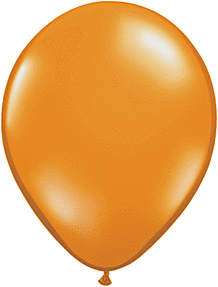 A single shiny orange balloon with reflections.