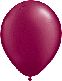 A single shiny maroon balloon.