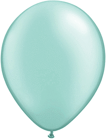 A shiny light blue balloon floating.