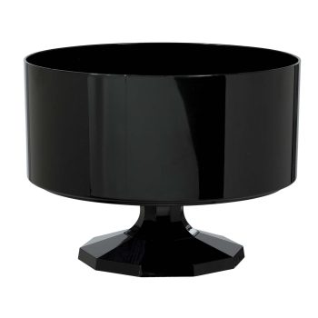 Black pedestal bowl with octagonal base.