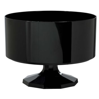 Black pedestal bowl with octagonal base.
