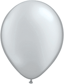 A single shiny silver balloon against a white background.