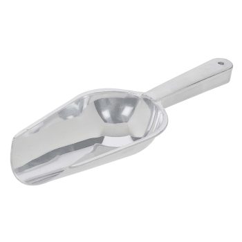 Metal scoop with a handle.