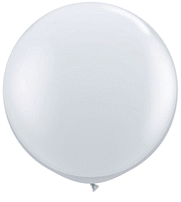 A large white helium balloon with a string attached.