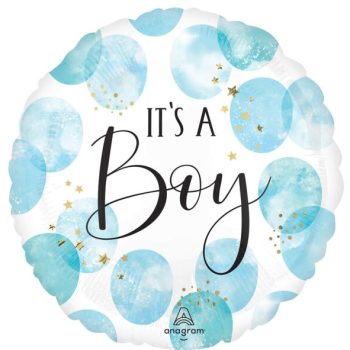 Blue balloon with 'It's a Boy' text celebrating a baby boy.