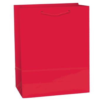 Medium Glossy Red Gift Bag 8inx9.5in