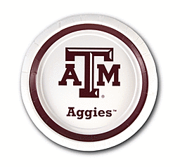 Texas A&M Aggies logo on a plate.