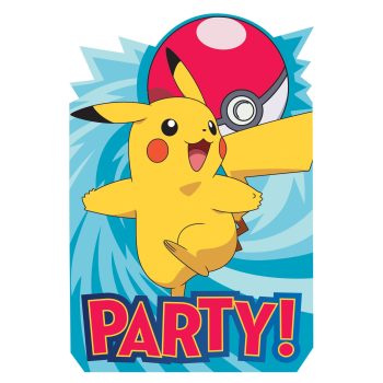 Pikachu and Poké Ball with "Party!" text.