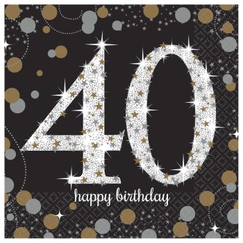 Happy 40th birthday with sparkling design.