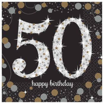 50th birthday celebration with stars and dots.