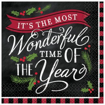 Most Wonderful Time Beverage Napkins 16ct