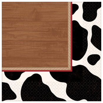 Cow print background with a wooden frame.