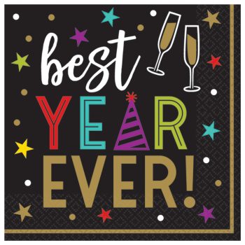 Bright New Year's Eve Beverage Napkins 16ct