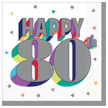 Happy 80th birthday colorful design.