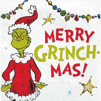 Traditional Grinch Merry Grinchmas Beverage Napkin, 16ct