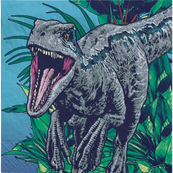 Dinosaur roaring with open mouth in jungle.