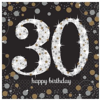 30th birthday card with sparkling design.