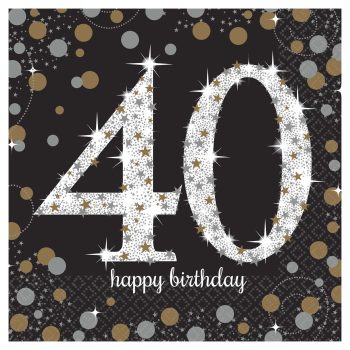 Sparkling 40th birthday card with stars.