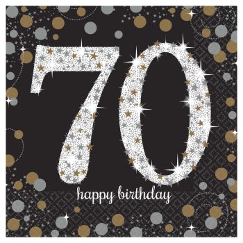 Sparkling "70" birthday design with stars.