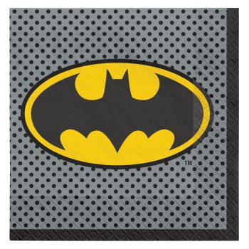 Batman logo on a dotted background.