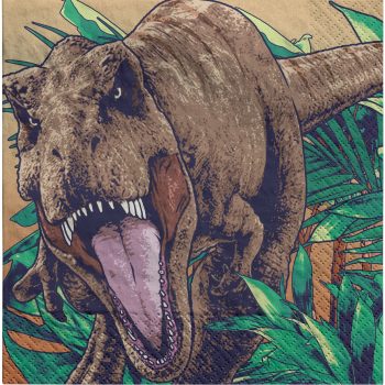 Tyrannosaurus rex roaring in jungle illustration.