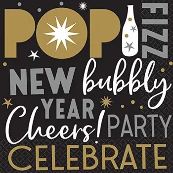 Celebrate The New Year Beverage Napkins, 5in, 125ct