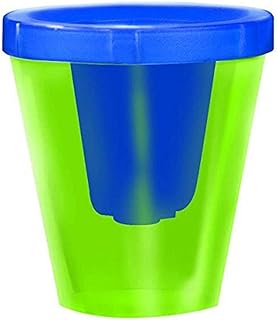 Green and blue spill-proof paint cup.
