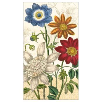 Colorful flowers on a vintage botanical illustration.