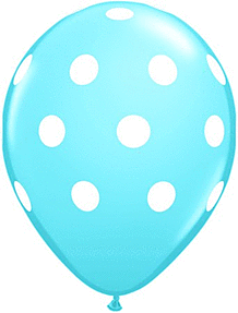 Light blue balloon with white polka dots.