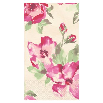 Pink floral pattern on cream background.