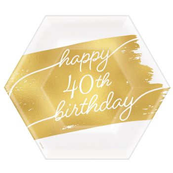Gold 40th birthday hexagon card design.