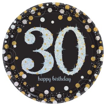 Birthday plate with number thirty design.