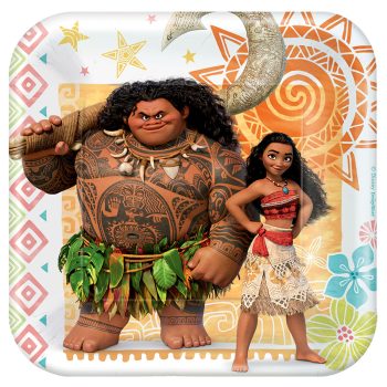 Animated characters with tropical background design.