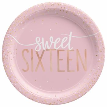 Pink "Sweet Sixteen" decorative party plate.