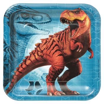 Two dinosaurs on a blue digital background.