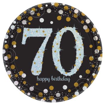 70th birthday design with glittery decorations.