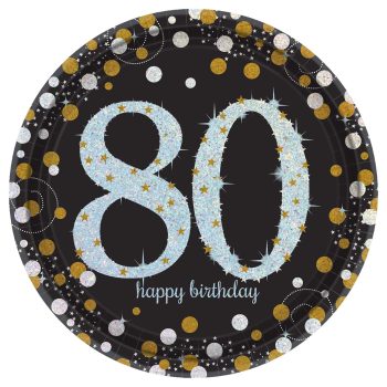 80th birthday celebration design with sparkling glitter.