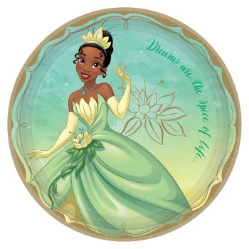 Princess in green dress with floral design.