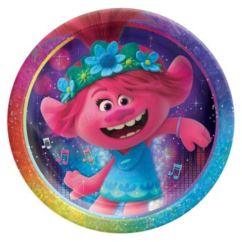 Smiling animated character with colorful background.